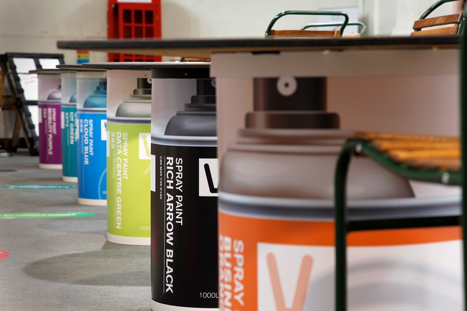 tables that look like spray paint cans