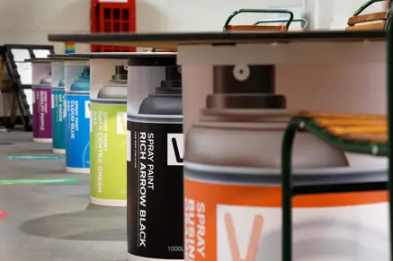 tables that look like spray paint cans