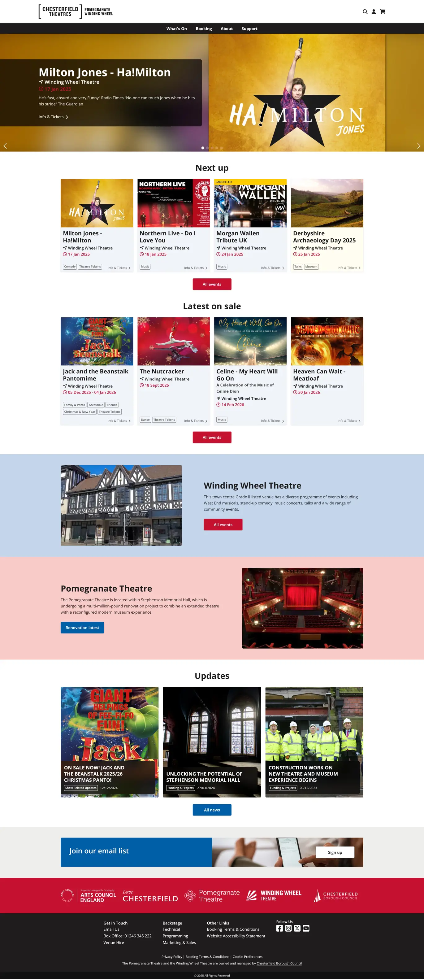 Chesterfield Theatres Full Home Page Screenshot