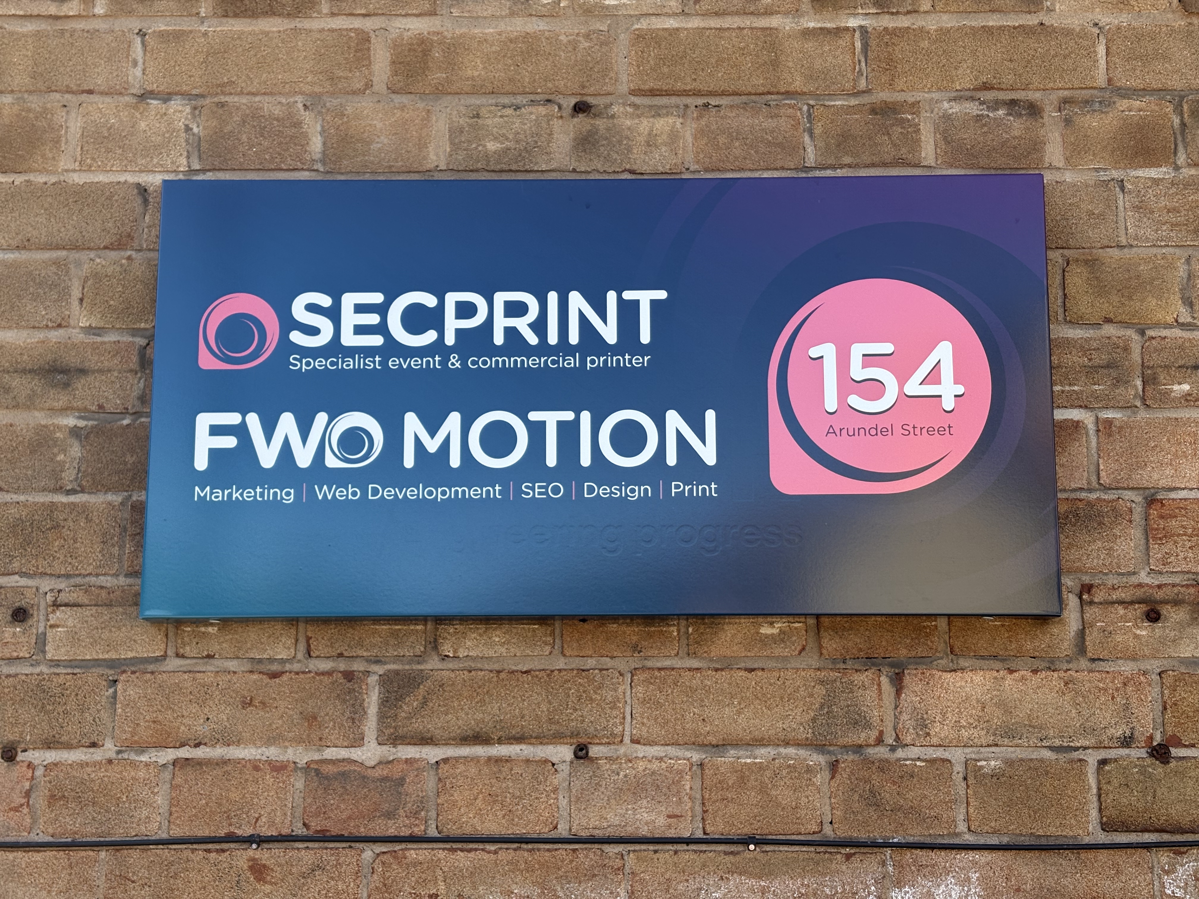 FWD Motion Sheffield Building Sign - 154 Arundel Street